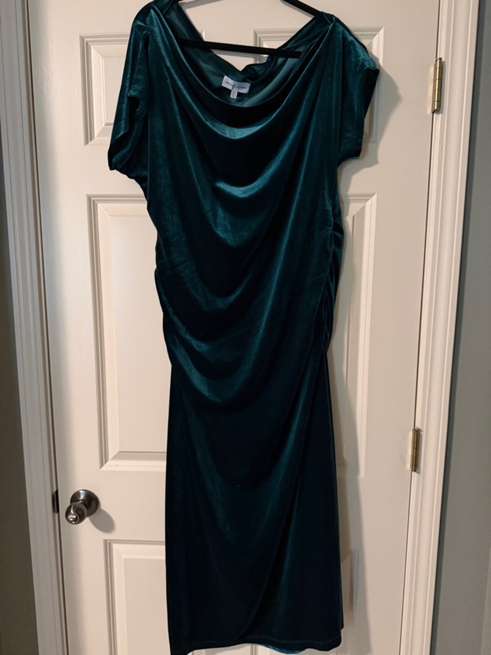 Gibson Latimer Teal Velvet Cowl Midi Dress